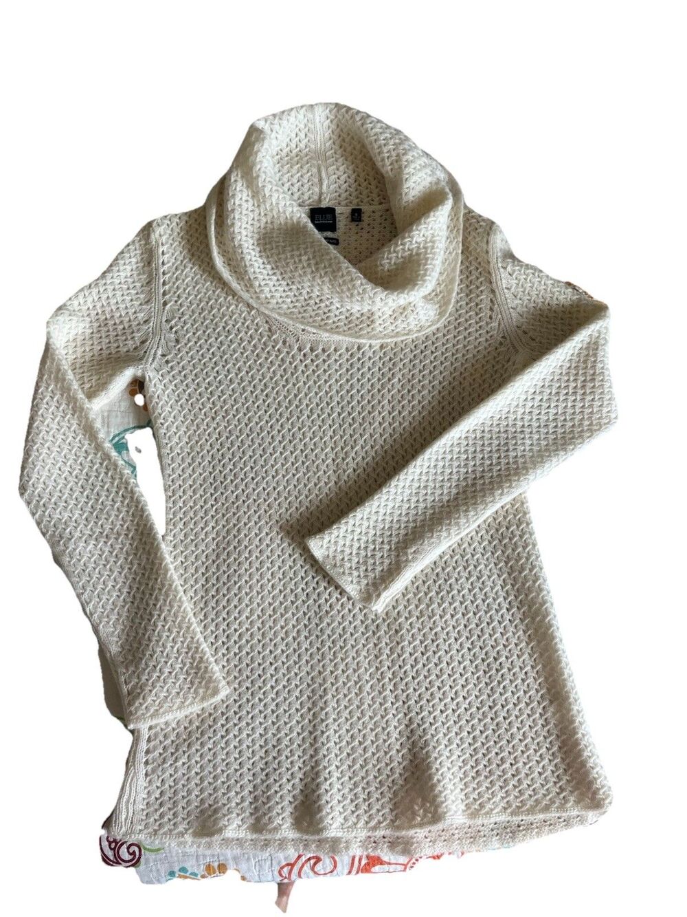 Blue Saks Fifth Avenue Cashmere Cowl Neck Sweater Size Small Basket Weave